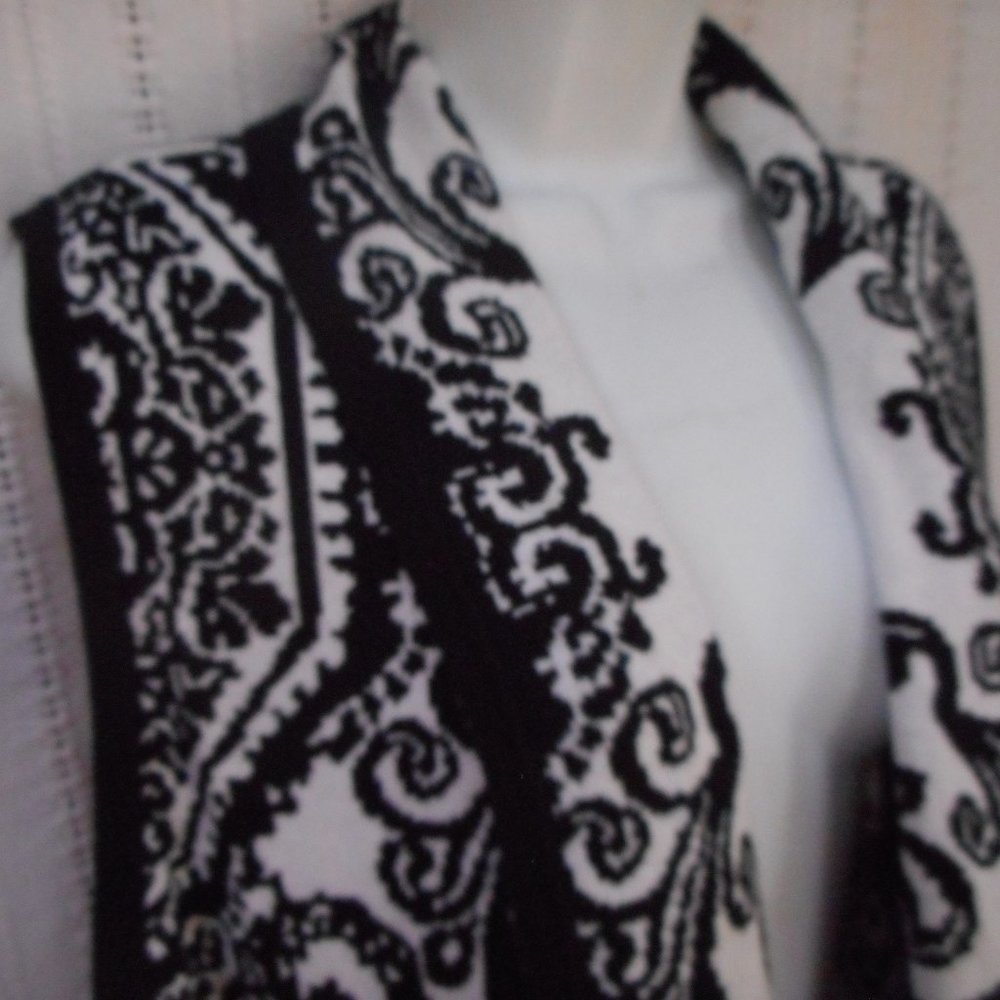 Catherine's Cardigan Sweater Vest- Black & White
